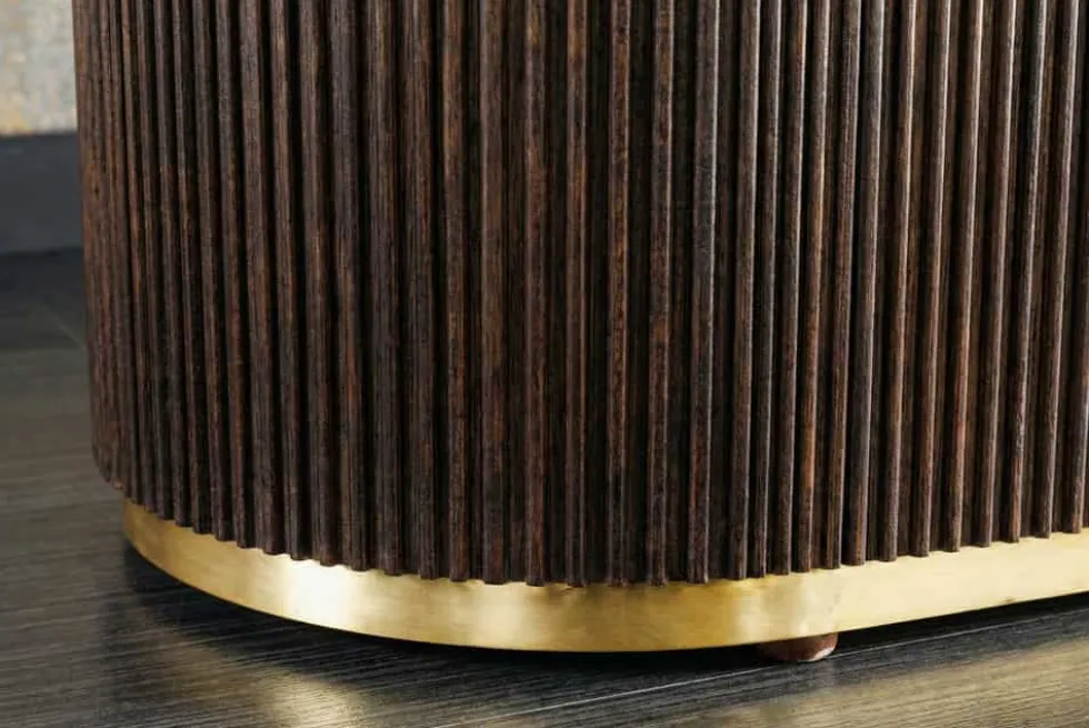 Design Sideboard GATSBY 170cm braun gold Mangoholz weiße Marmorplatte