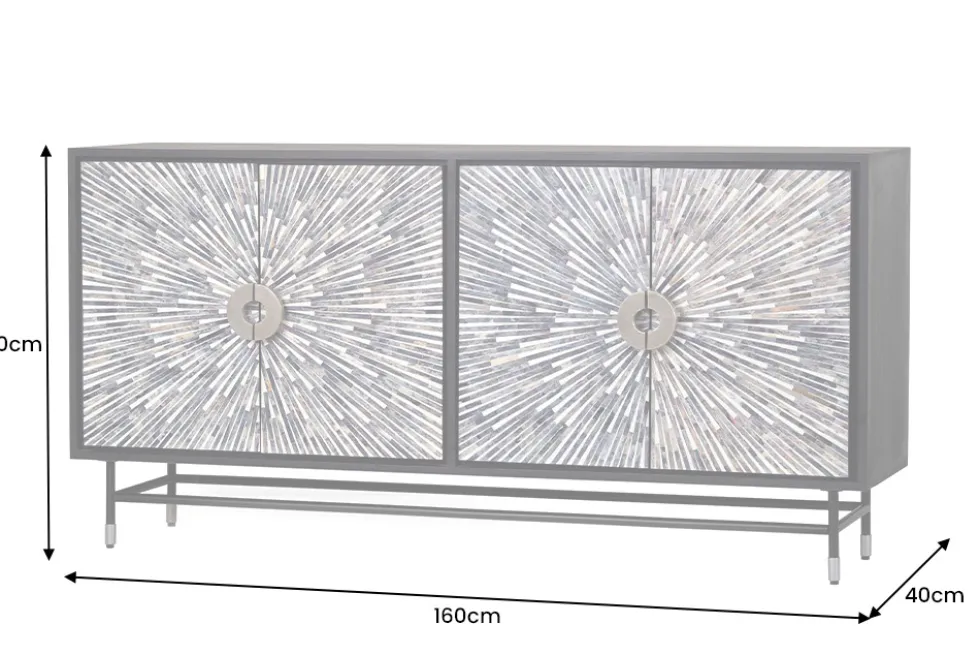 Design Sideboard HERITAGE 160cm Mosaik-Intarsien Kunsthandwerk
