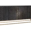 Design Sideboard ILLUSION 180cm schwarz Mangoholz Massivholz mit 3D Schnitzereien gold Eisen Metallgestell