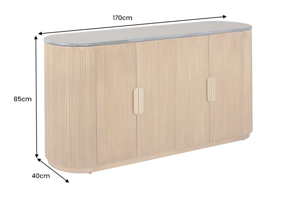 Design Sideboard VENEZIANO 170cm messing Mangoholz grün Marmor gold
