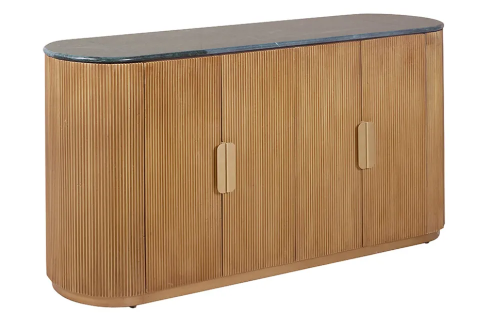 Design Sideboard VENEZIANO 170cm messing Mangoholz grün Marmor gold