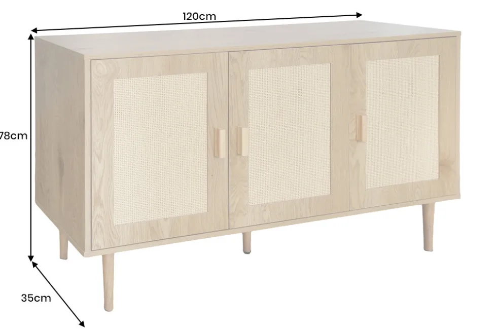 Design Sideboard VIENNA 120cm natur Wiener Geflecht Kommode