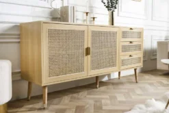 Design Sideboard VIENNA 155cm Wiener Geflecht Rattan Kommode mit Schubladen