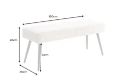 Design Sitzbank BOUTIQUE 100cm beige Cord schwarze Metallbeine Polsterbank