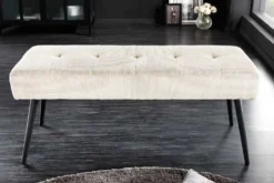 Design Sitzbank BOUTIQUE 100cm beige Cord schwarze Metallbeine Polsterbank