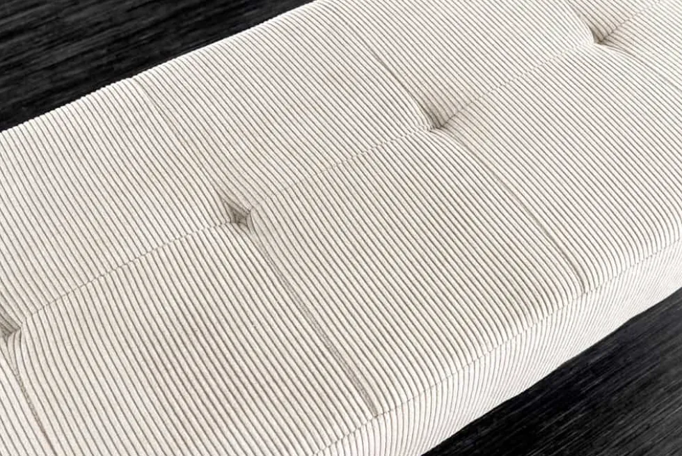 Design Sitzbank BOUTIQUE 100cm beige Cord schwarze Metallbeine Polsterbank