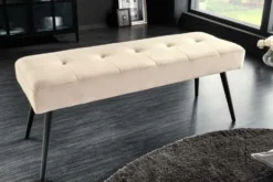 Design Sitzbank BOUTIQUE 100cm champagner Samt schwarze Metallbeine