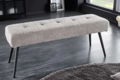 Design Sitzbank BOUTIQUE 100cm champagner greige Bouclé schwarze Metallbeine Polsterbank