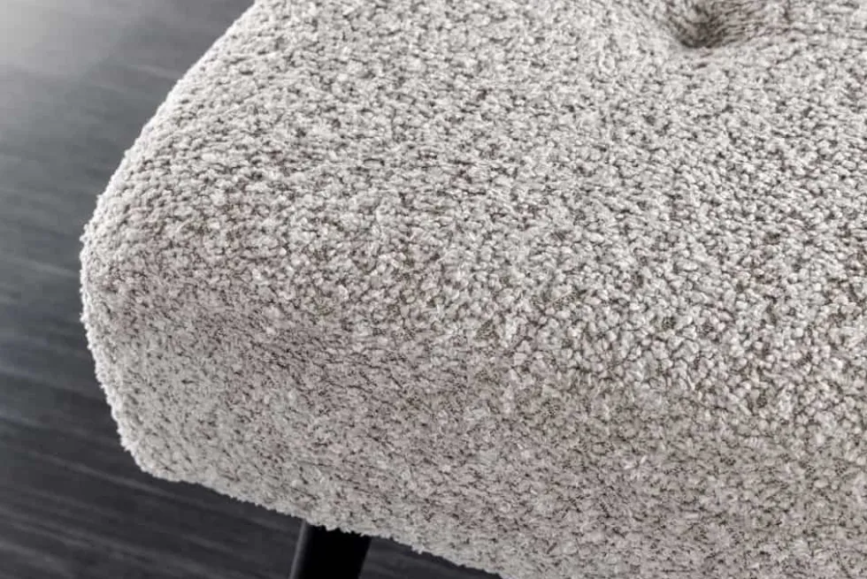 Design Sitzbank BOUTIQUE 100cm champagner greige Bouclé schwarze Metallbeine Polsterbank
