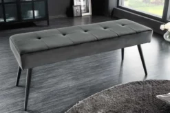 Design Sitzbank BOUTIQUE 100cm dunkelgrau Samt schwarze Metallbeine