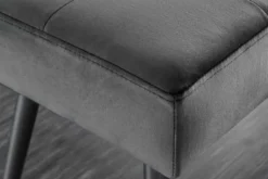 Design Sitzbank BOUTIQUE 100cm dunkelgrau Samt schwarze Metallbeine
