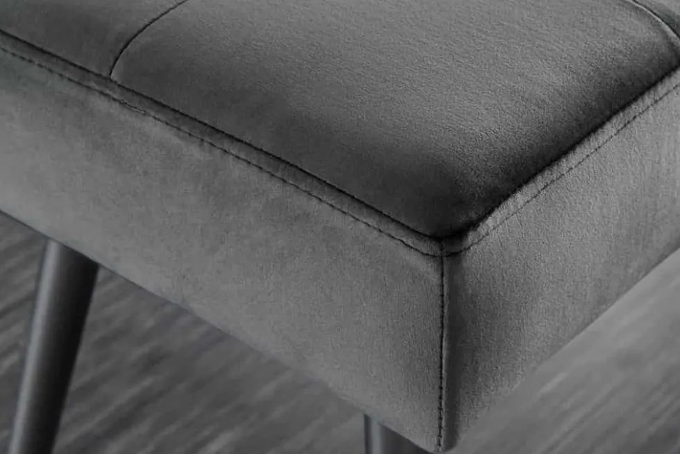 Design Sitzbank BOUTIQUE 100cm dunkelgrau Samt schwarze Metallbeine