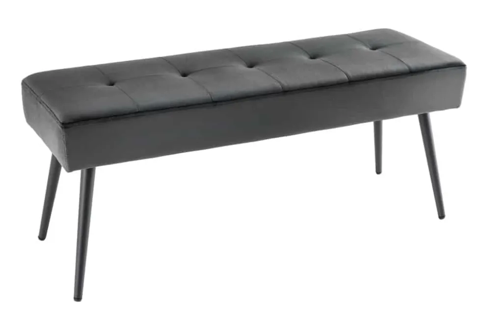 Design Sitzbank BOUTIQUE 100cm dunkelgrau Samt schwarze Metallbeine