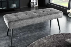 Design Sitzbank BOUTIQUE 100cm grau Strukturstoff schwarze Metallbeine