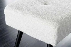 Design Sitzbank BOUTIQUE 100cm weiß Bouclé schwarze Metallbeine Polsterbank