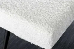 Design Sitzbank BOUTIQUE 100cm weiß Bouclé schwarze Metallbeine Polsterbank