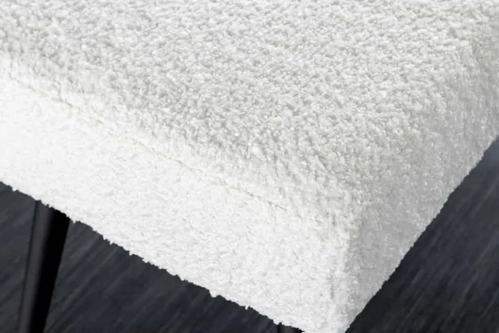 Design Sitzbank BOUTIQUE 100cm weiß Bouclé schwarze Metallbeine Polsterbank