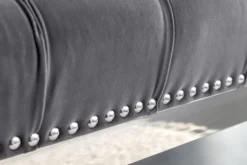 Design Sitzbank CASTLE DELUXE 165cm grau Samt silber Edelstahl gepolstert
