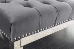 Design Sitzbank CASTLE DELUXE 165cm grau Samt silber Edelstahl gepolstert