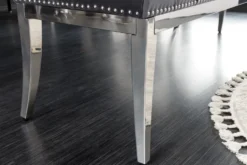 Design Sitzbank CASTLE DELUXE 165cm grau Samt silber Edelstahl gepolstert