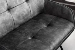 Design Sitzbank EUPHORIA 160cm dunkelgrau Samt Retrostil Ziersteppung Hairpin Legs Metallbeine Armlehnen