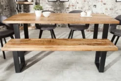 Design Sitzbank IRON CRAFT 170cm Mangoholz Eisen Industrial Design