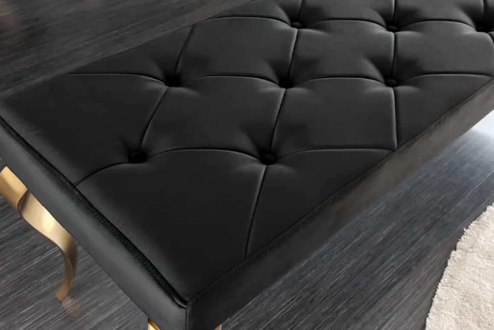 Design Sitzbank MODERN BAROCK 175cm schwarz Samt gold Edelstahl