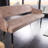 Design Sitzbank PARIS 160cm greige Samt Rückenlehne goldene Fußkappen Retro