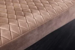 Design Sitzbank PARIS 160cm greige Samt Rückenlehne goldene Fußkappen Retro