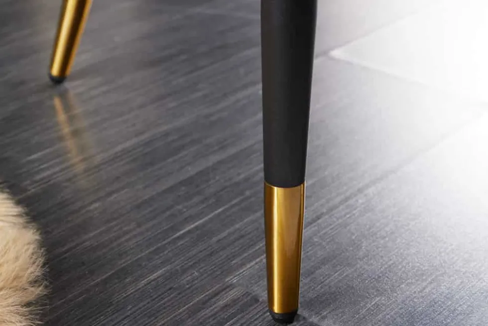 Design Sitzbank PARIS 160cm greige Samt Rückenlehne goldene Fußkappen Retro