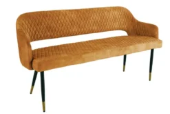 Design Sitzbank PARIS 160cm senfgelb Samt Retro Rückenlehne