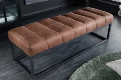 Design Sitzbank PETIT BEAUTÉ 110cm antik braun Microfaser schwarzes Metallgestell
