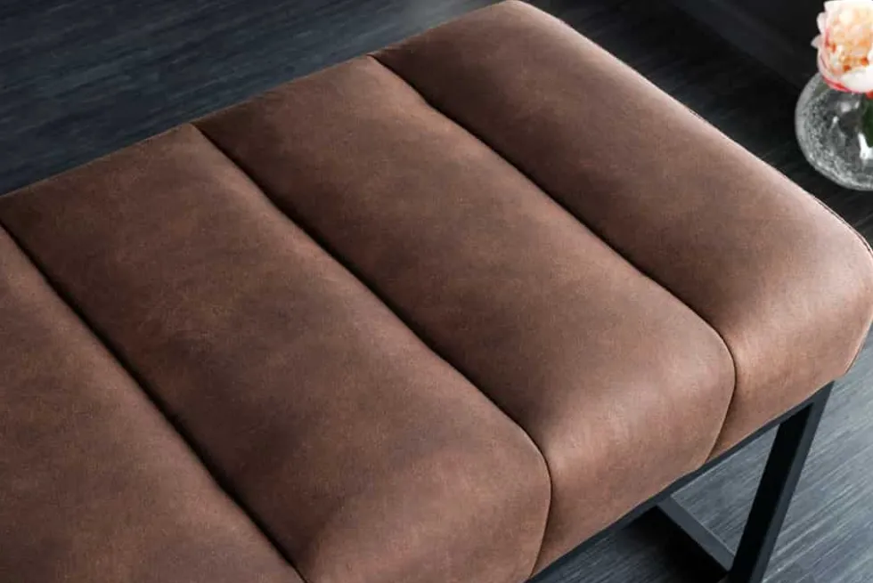 Design Sitzbank PETIT BEAUTÉ 110cm antik braun Microfaser schwarzes Metallgestell