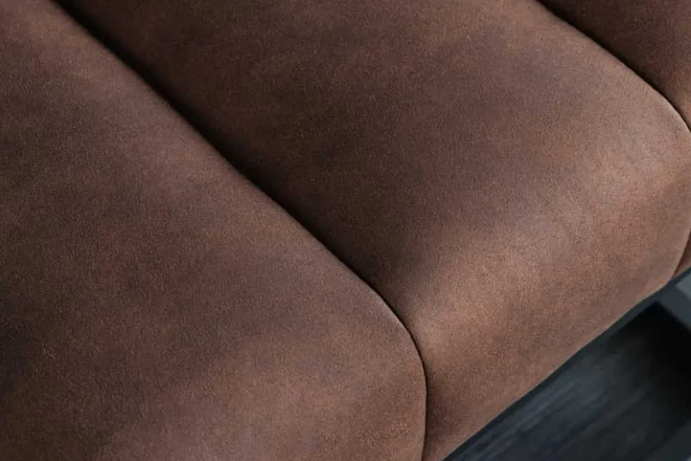 Design Sitzbank PETIT BEAUTÉ 110cm antik braun Microfaser schwarzes Metallgestell