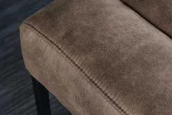 Design Sitzbank PETIT BEAUTÉ 110cm vintage taupe Microfaser schwarzes Metallgestell