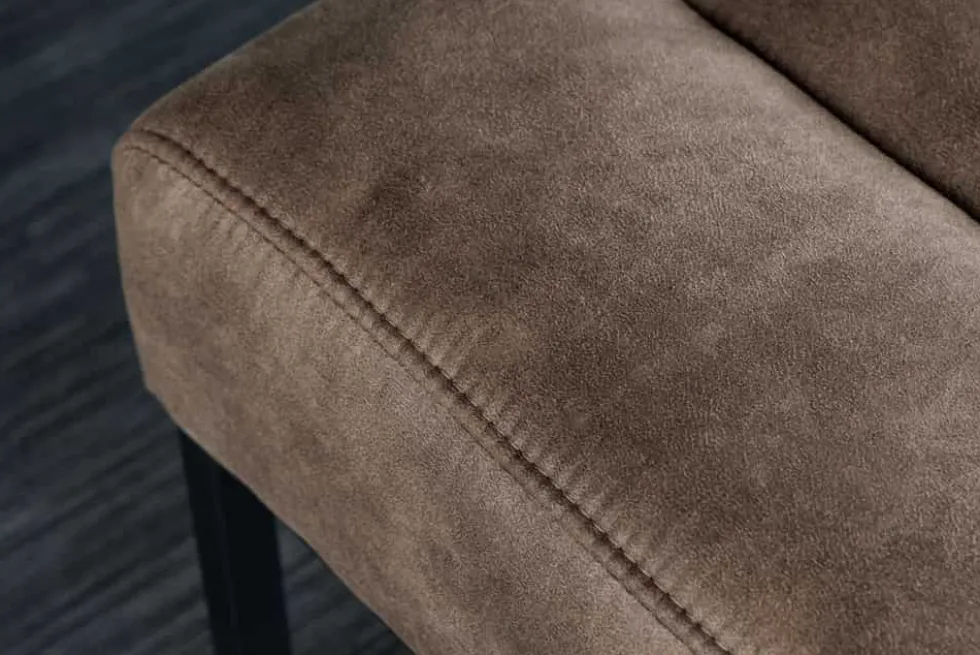 Design Sitzbank PETIT BEAUTÉ 110cm vintage taupe Microfaser schwarzes Metallgestell