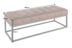 Design Sitzbank PETIT BEAUTÉ 110cm champagner greige Bouclé schwarzes Metallgestell