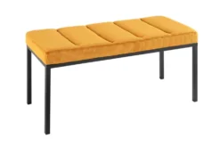 Design Sitzbank PETIT BEAUTÉ 80cm senfgelb Cord schwarzes Gestell