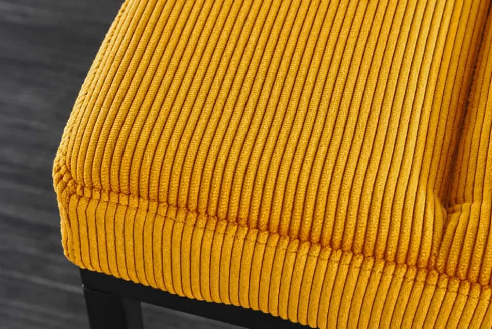Design Sitzbank PETIT BEAUTÉ 80cm senfgelb Cord schwarzes Gestell