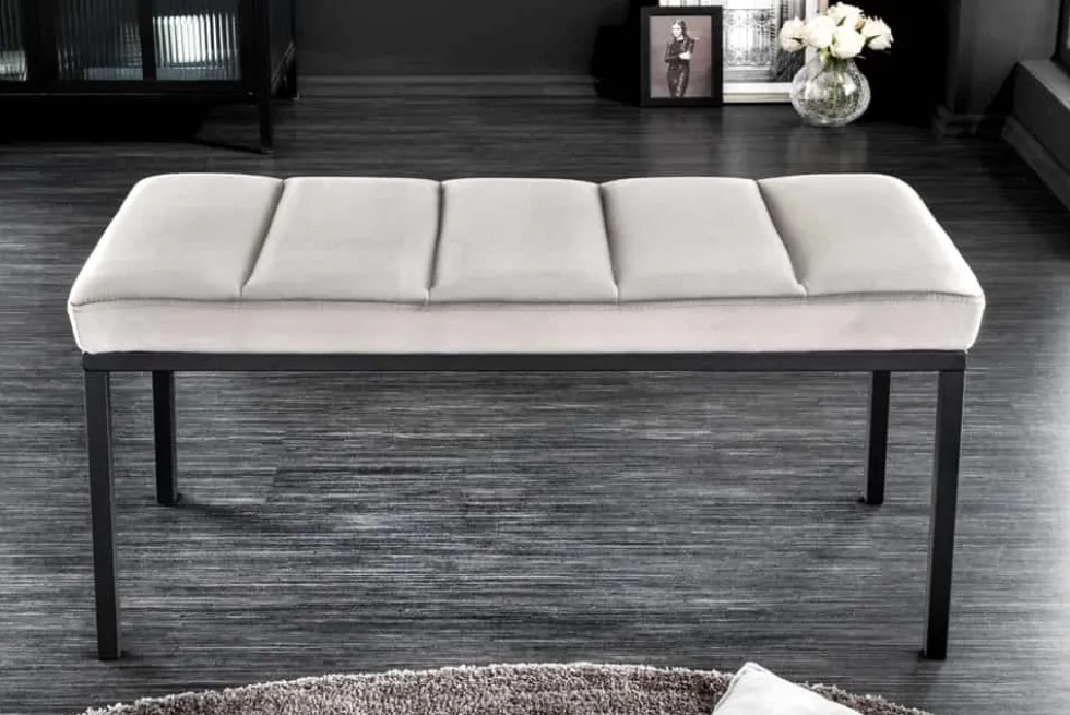 Design Sitzbank PETIT BEAUTÉ 80cm grau Samt schwarzes Gestell