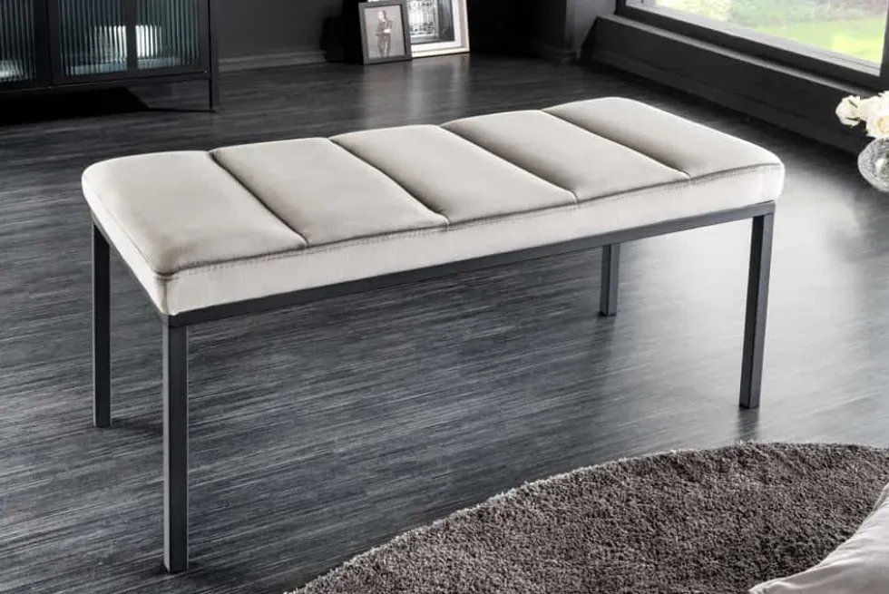 Design Sitzbank PETIT BEAUTÉ 80cm grau Samt schwarzes Gestell