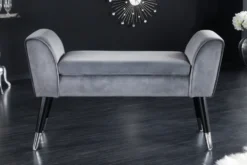 Design Sitzbank SCARLETT 90cm grau silber Samt