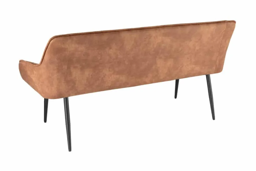 Design Sitzbank TURIN 160cm braun schwarz Metallbeine mit Armlehne