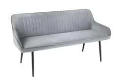 Design Sitzbank TURIN 160cm silbergrau Samt schwarz Metall Armlehne