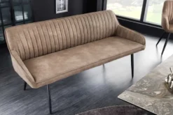 Design Sitzbank TURIN 160cm taupe schwarz Metallbeine mit Armlehne