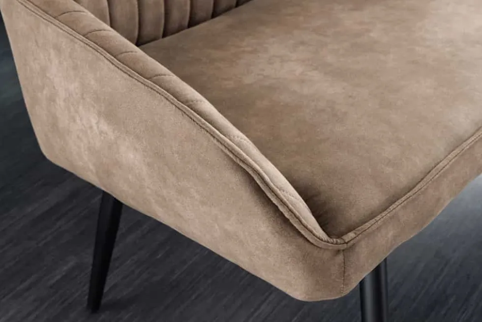 Design Sitzbank TURIN 160cm taupe schwarz Metallbeine mit Armlehne