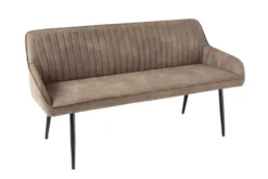 Design Sitzbank TURIN 160cm taupe schwarz Metallbeine mit Armlehne
