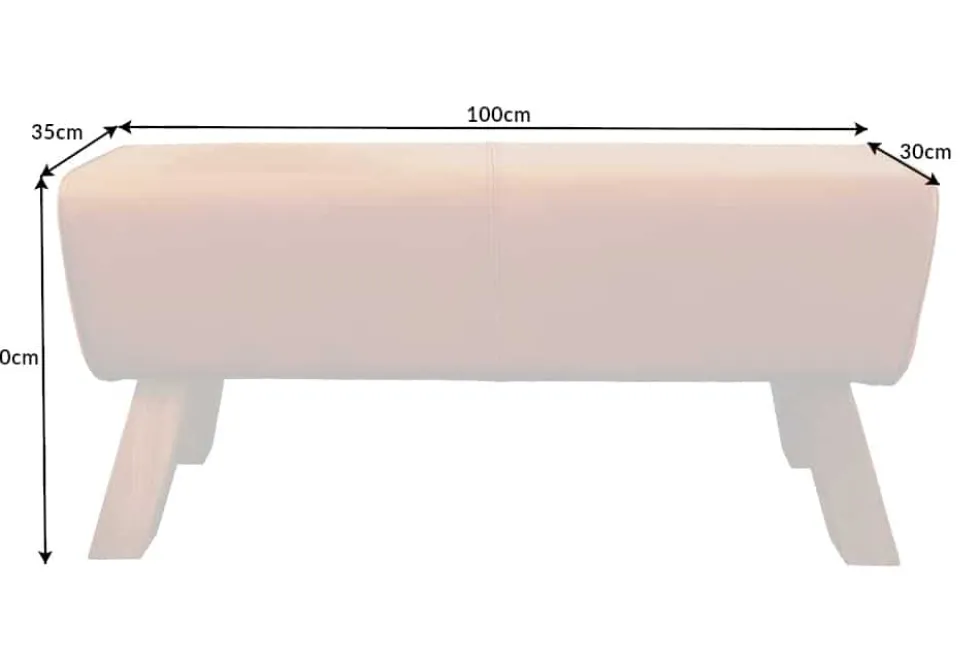 Design Sitzbank TURNBOCK 100cm cognac Echtleder Mangoholz Retro Sitzhocker