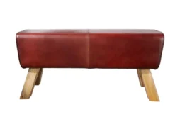 Design Sitzbank TURNBOCK 100cm coffee Echtleder Mangoholz Retro Sitzhocker