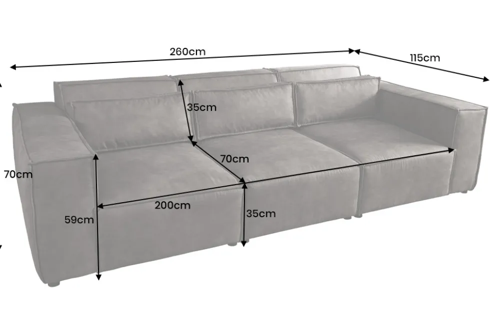 Design 3-Sitzer Sofa BOSSA NOVA 260cm antik taupe Microfaser Couch Wohnzimmer